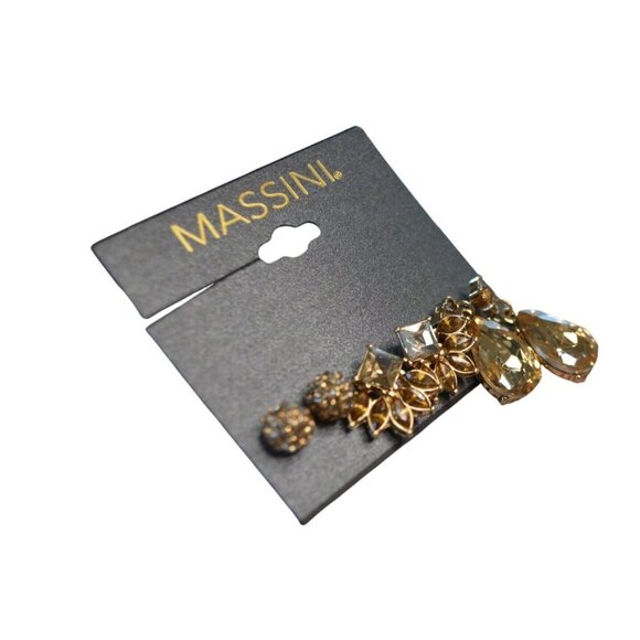 Massini 3 Piece Gold Earring Set With Rhinestone & Teardrop Designs For Women - Picture 2 of 5